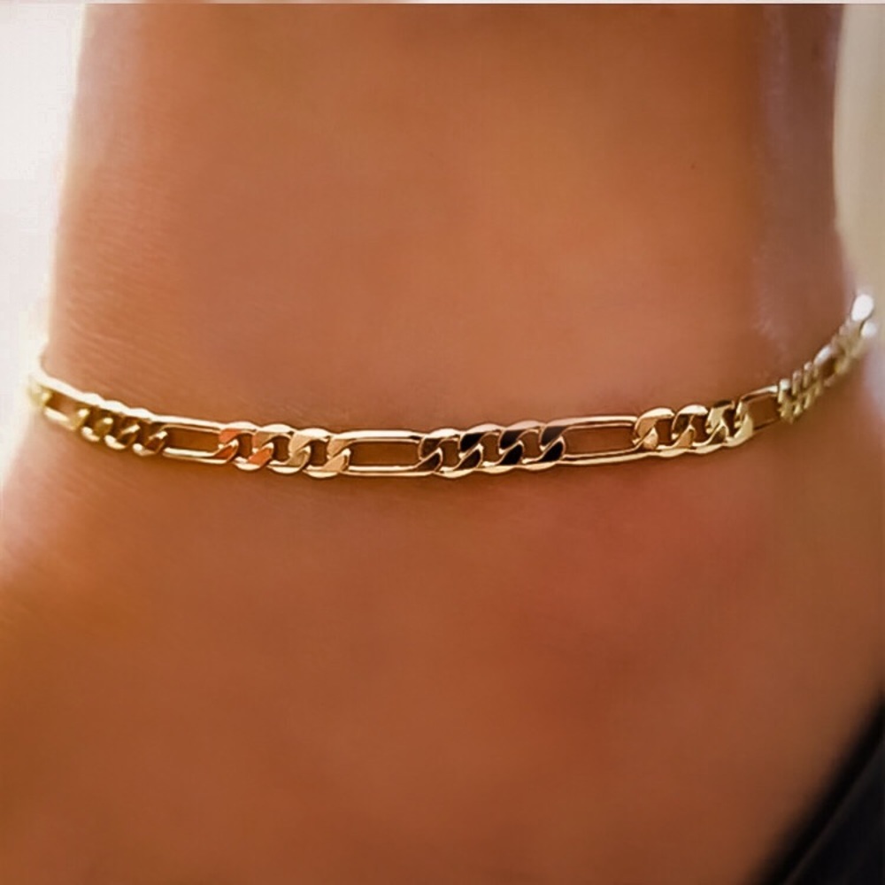 ⚜️𝟯𝟬%𝗢𝗙𝗙 𝗯𝘂𝗻𝗱𝗹𝗲𝘀 𝟯+⚜️ NEW Figaro Chain Stainless Steel Anklet - Picture 4 of 12